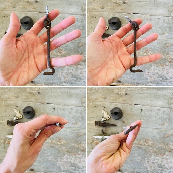 ♥️ Vintage ♥️ Old Metal Fleur De Lis - White Chippy Wall Hook - Junk Drawer Lot - Picture 4 of 7